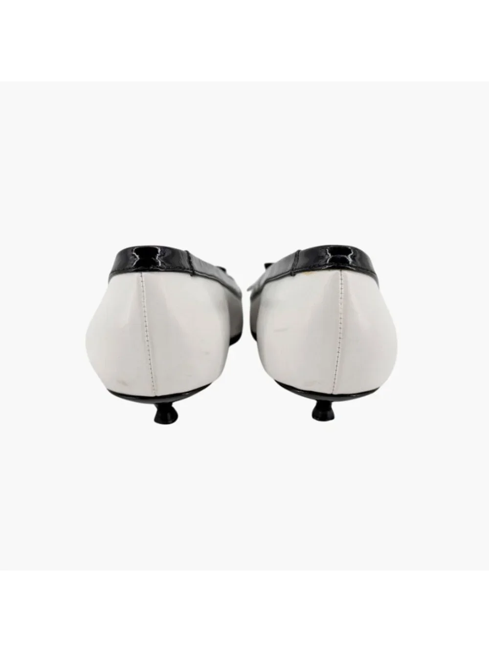 Chanel Vintage Black White Cap Toe Kitten Pumps Size 38 US 7–7.5 Two Tone Ballet - Picture 7 of 15